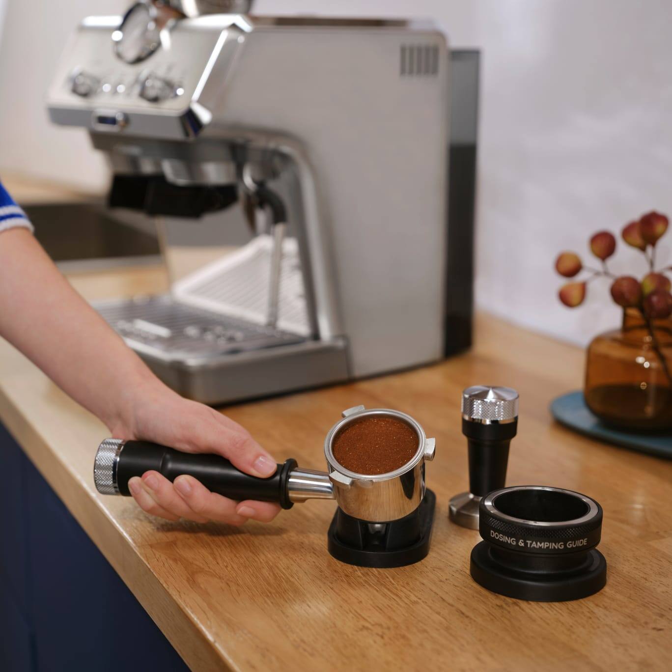 Barista-style tamping