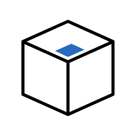 an icon showing the position of a QR code on a box